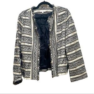 Ann Mashburn Striped Tweed Fringe Blazer Jacket